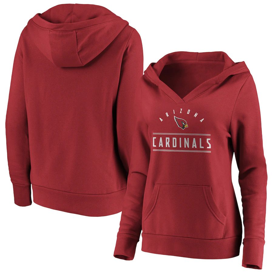 Women Arizona Cardinals Fanatics Branded Cardinal Iconic League Leader V-Neck Pullover Hoodie->women nfl jersey->Women Jersey